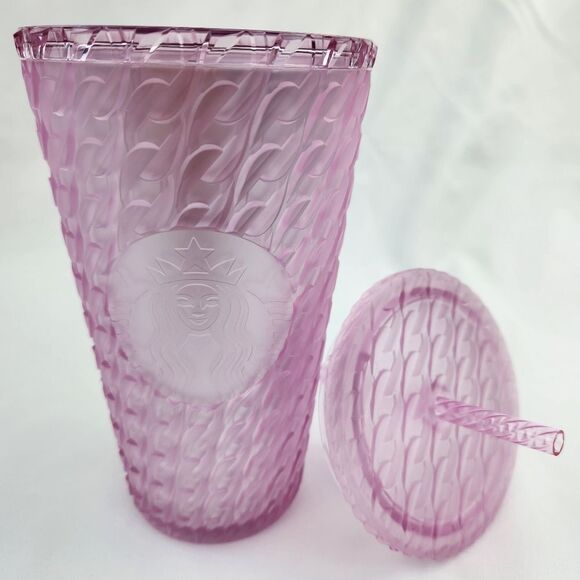 🔹️NWT Starbucks 2024 Pink Matte Chain Link Cold Drink w/Straw 16oz Tumbler - Picture 1 of 12